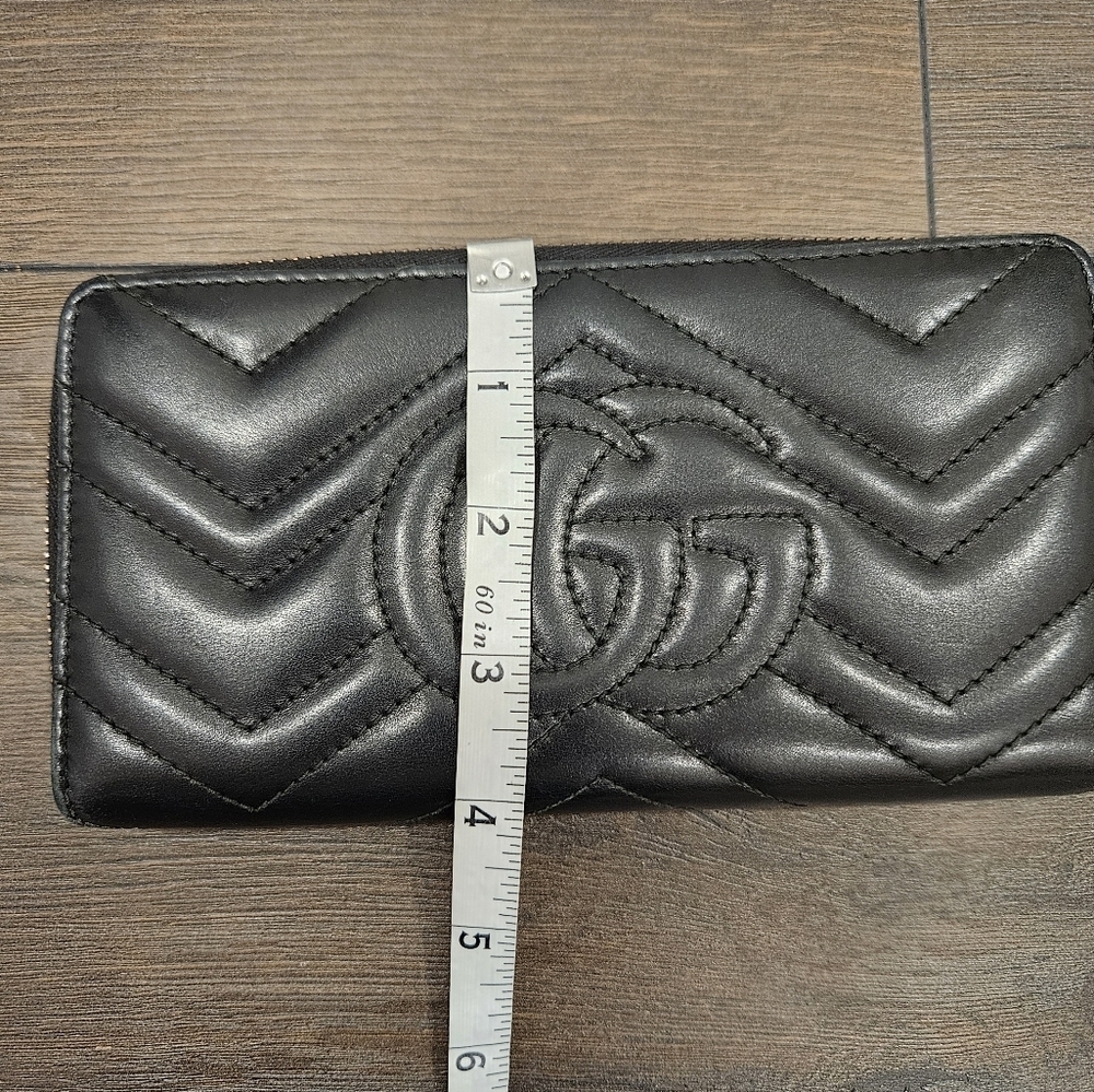 GUCCI GG MARMONT Black Zip Around Long Leather Wallet + Branded Hard Box - Picture 12 of 14